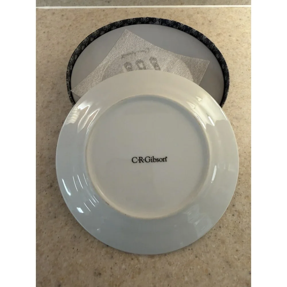 C.R. Gibson Bon Appetit Porcelain Dessert Plates Set of 4 Silverware Design